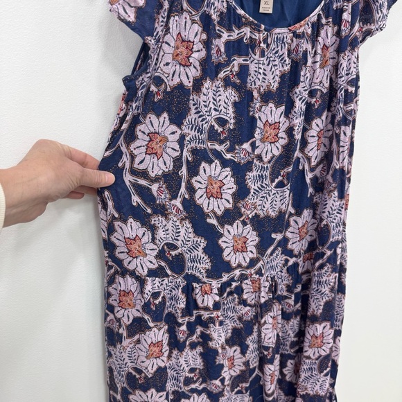 Knox Rose Size XL Lavender Navy Floral Scoop Neck Dress - Picture 8 of 9